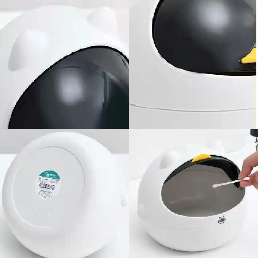 Cute Mini Cat Desktop Trash Can with Lid Small Trash Can Office Plastic Garbage Can for Bathroom Vanity, Desktop, Office