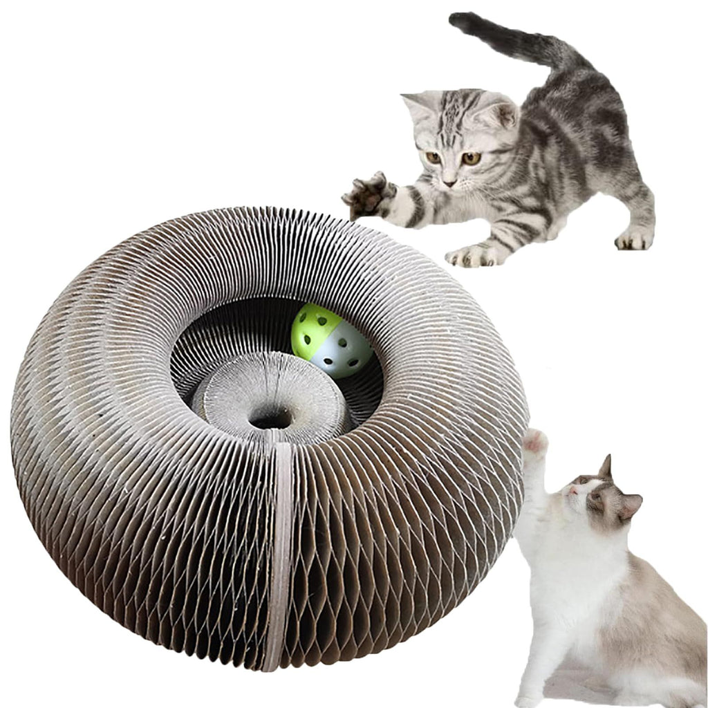 Utility Cat Bed,Cat Scratching Board, Magic Organ Cat Scratching Board, Cardboard Cat Scratcher with Two Toy Bell Ball (1Pc)