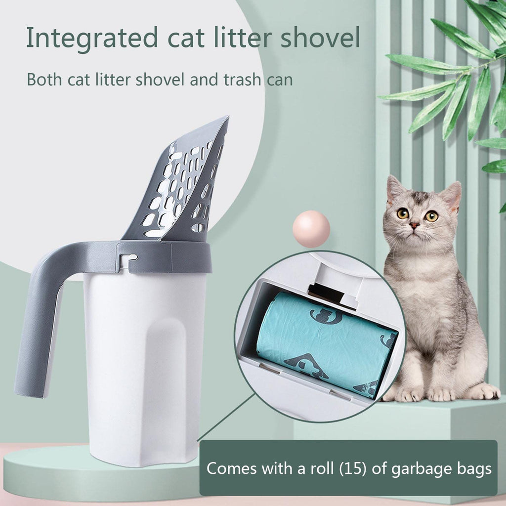 for Cat Litter Scoop with Bags Integrated Detachable Deep for Cat Litter Shovel with Waste Container Refill Poop Bags Cat Litter