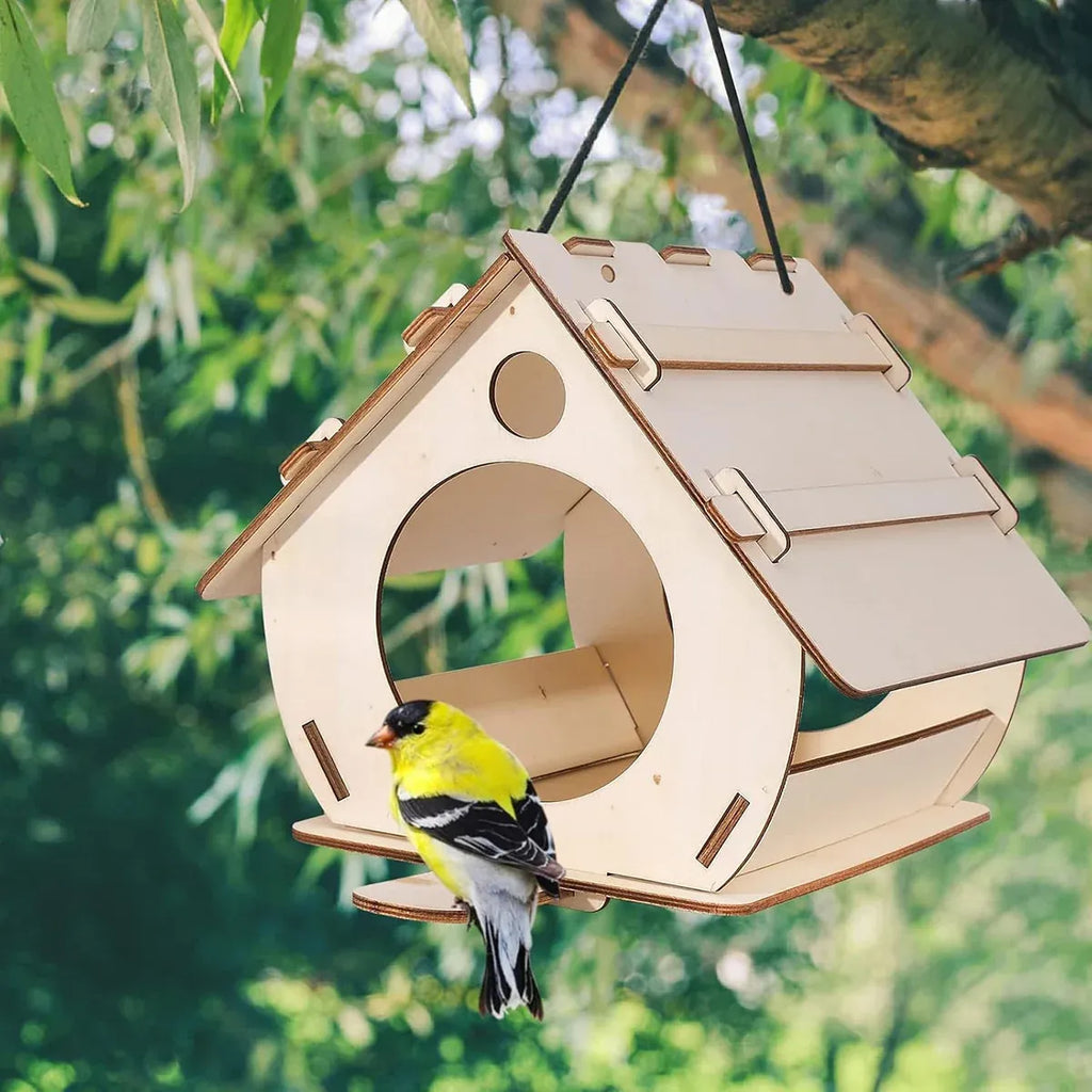 Hanging Bird House Nest Feeder Outdoor Garden Cage Shelter For Small Wild Birds