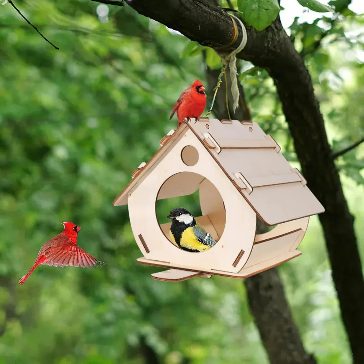 Hanging Bird House Nest Feeder Outdoor Garden Cage Shelter For Small Wild Birds