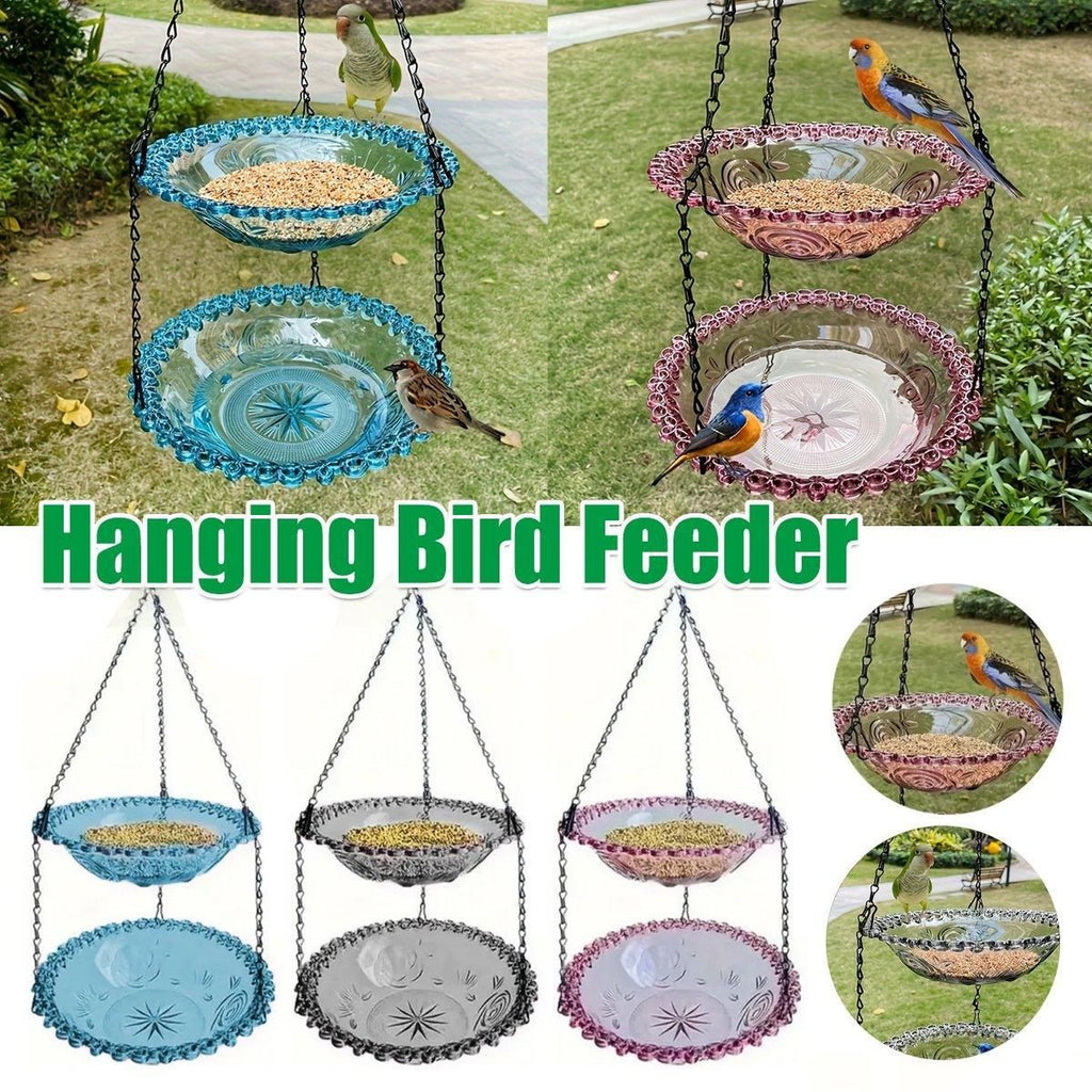 Outdoor Hanging Bird Feeder Bath Garden Patio Decoration for Attracting Birds - Grey