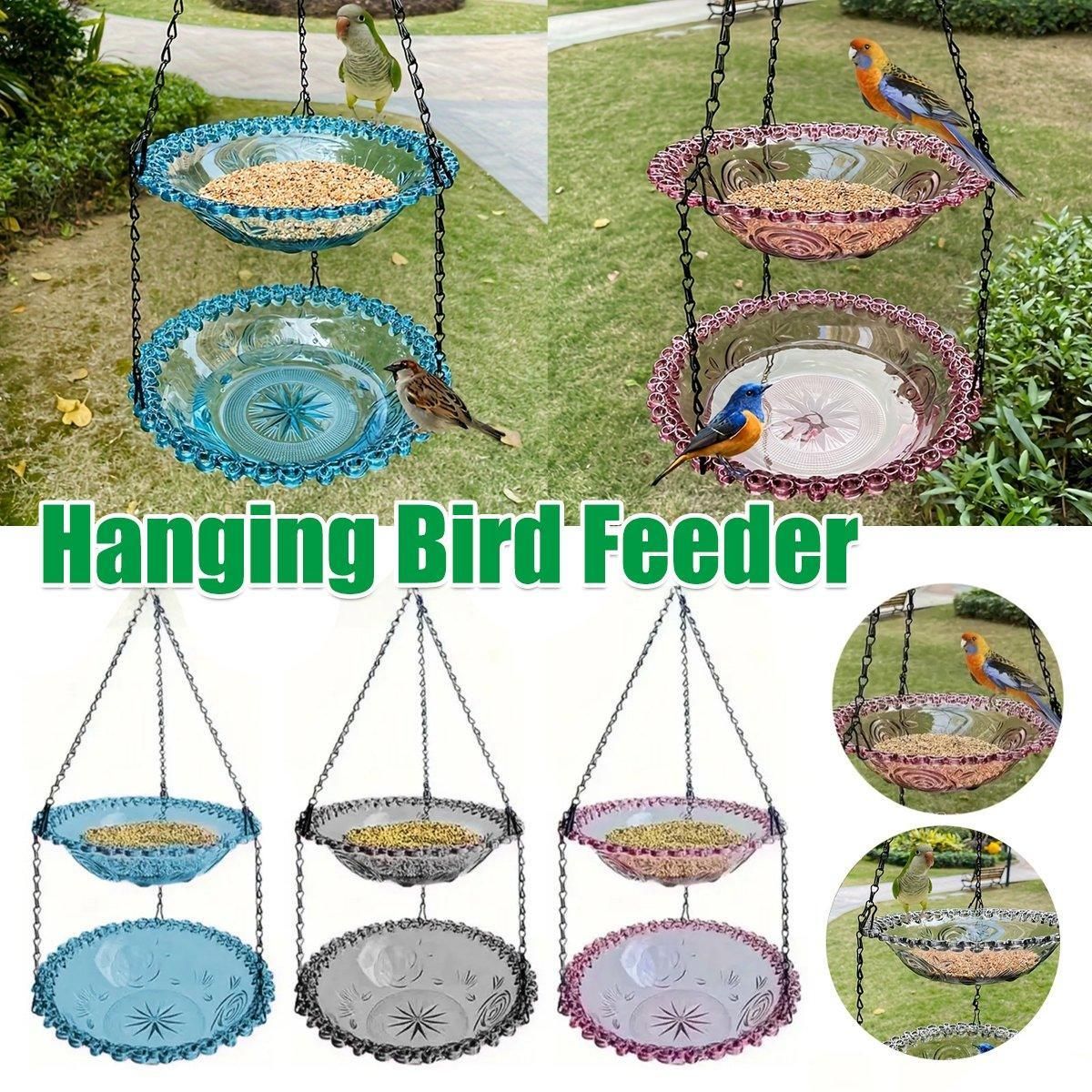 Outdoor Hanging Bird Feeder Bath Garden Patio Decoration for Attracting Birds - Grey
