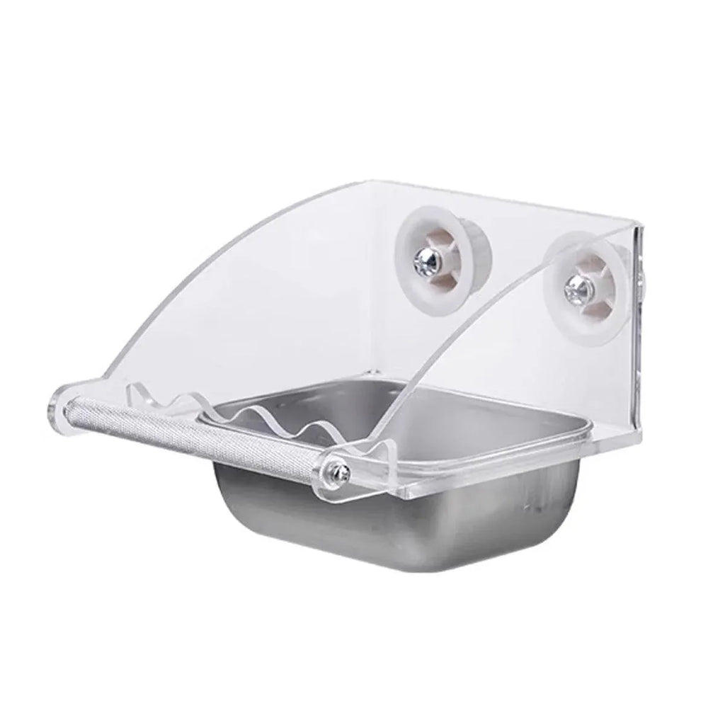 Parrot Stainless Steel Food Bowl Bird Feeder Cage Hanging Dish for Pet Birds - L