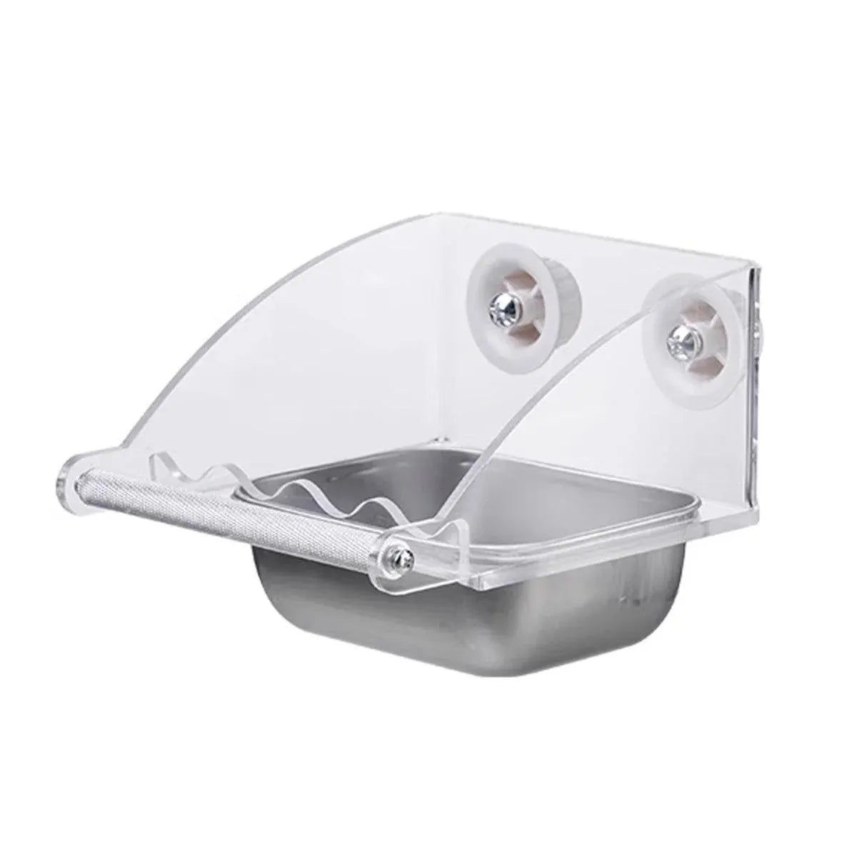 Parrot Stainless Steel Food Bowl Bird Feeder Cage Hanging Dish for Pet Birds - L