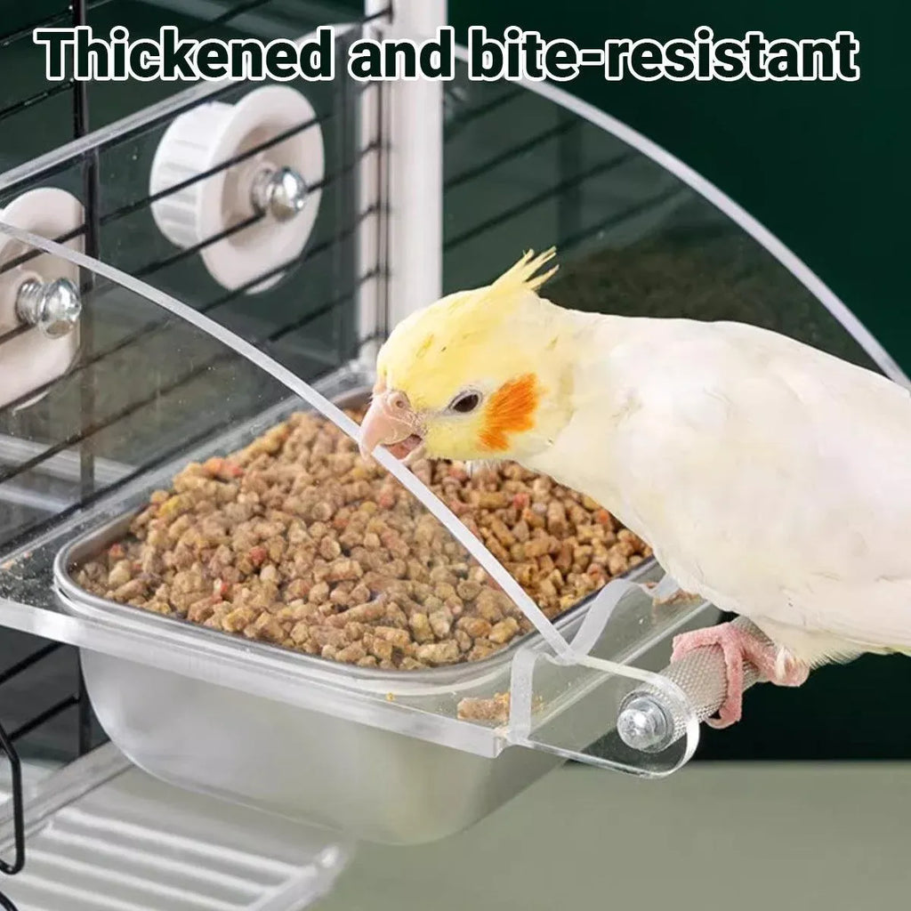 Parrot Stainless Steel Food Bowl Bird Feeder Cage Hanging Dish for Pet Birds - L