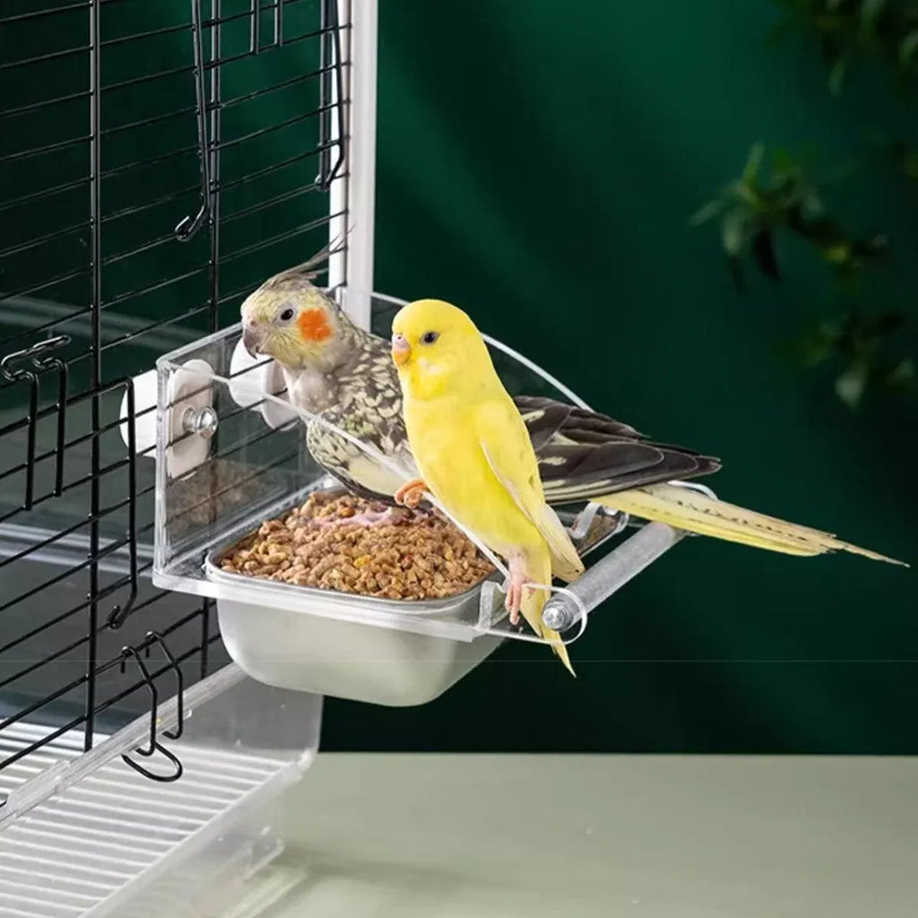 Parrot Stainless Steel Food Bowl Bird Feeder Cage Hanging Dish for Pet Birds - L