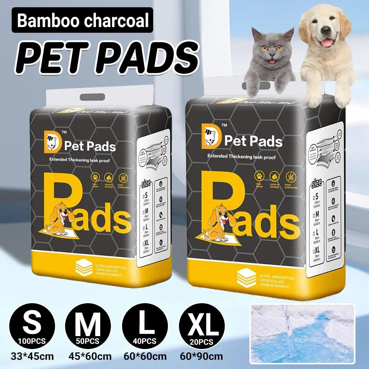 Bamboo Charcoal Deodorant Pet Pads Wholesale for Dogs Cats Fragrant - L-40PCS 60*60cm