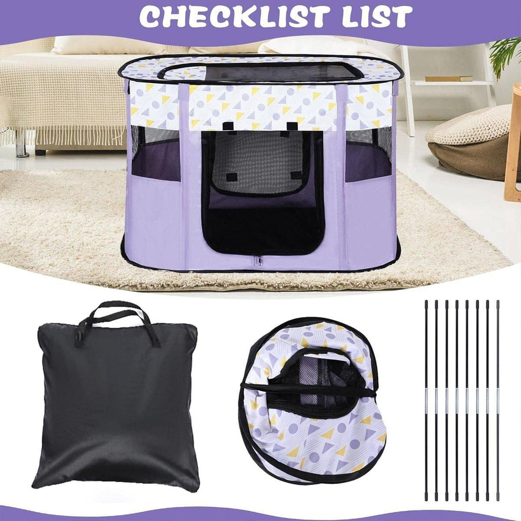 Foldable Cat Dog Kennel Pet Delivery Cage Portable Pet Fence Tent - Cyan-M