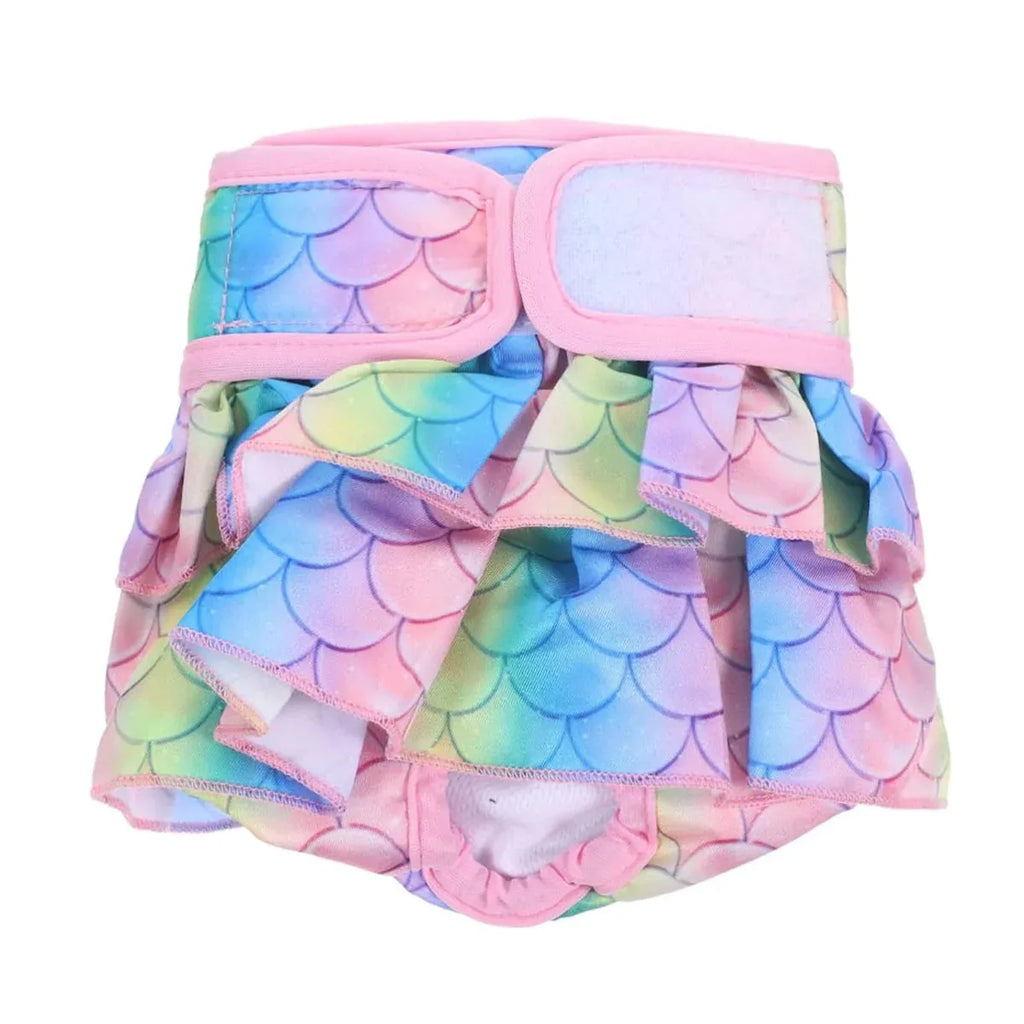 Pet Dog Diapers Female Pants Soft Breathable Underwear Reusable Sanitary Briefs - Mermaid - S