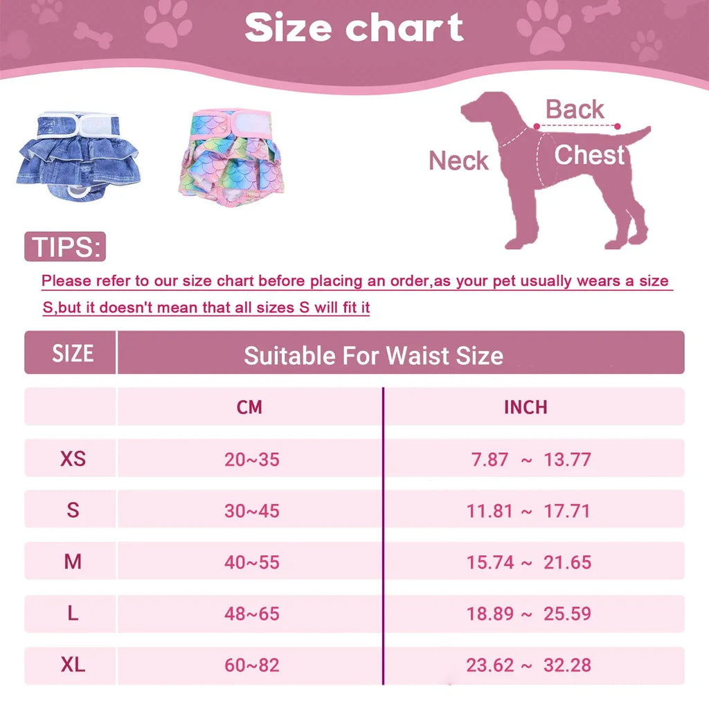 Pet Dog Diapers Female Pants Soft Breathable Underwear Reusable Sanitary Briefs - Mermaid - S