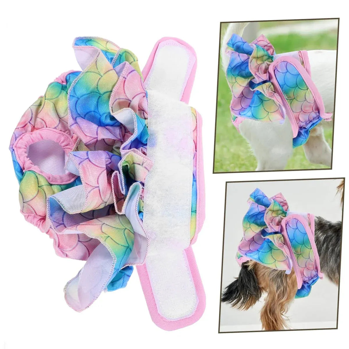 Pet Dog Diapers Female Pants Soft Breathable Underwear Reusable Sanitary Briefs - Mermaid - S