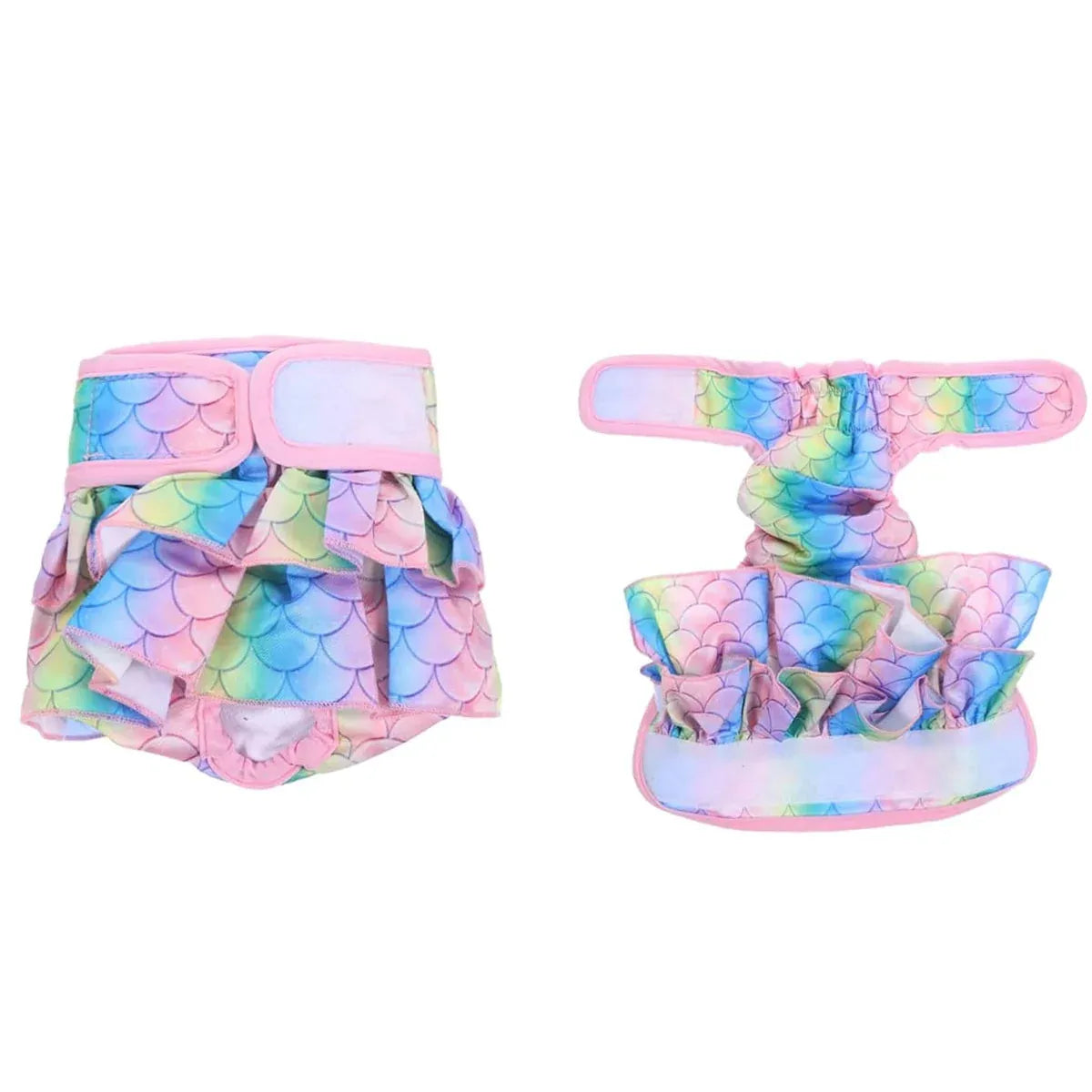 Pet Dog Diapers Female Pants Soft Breathable Underwear Reusable Sanitary Briefs - Mermaid - S