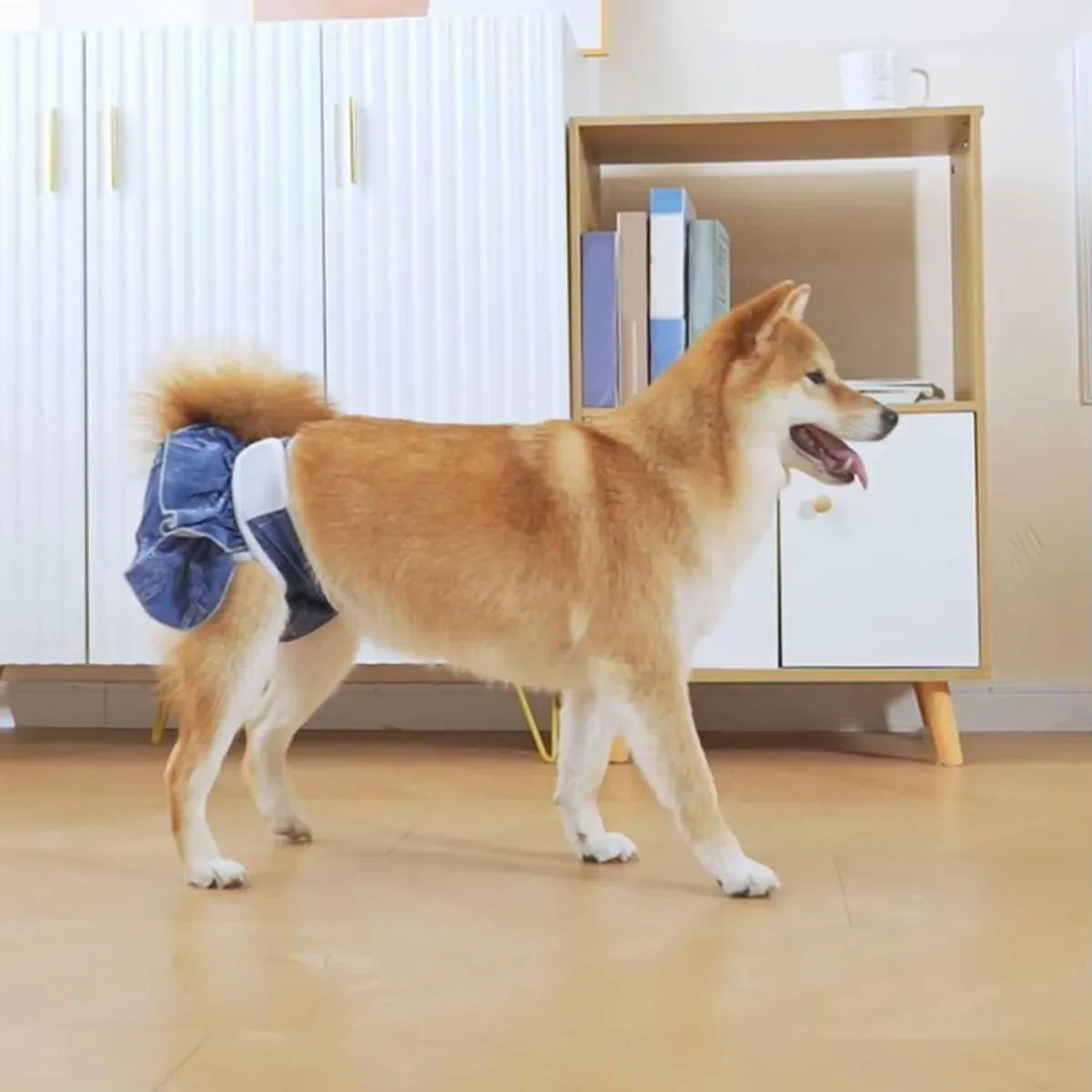 Pet Dog Diapers Female Pants Soft Breathable Underwear Reusable Sanitary Briefs - Denim Print - M
