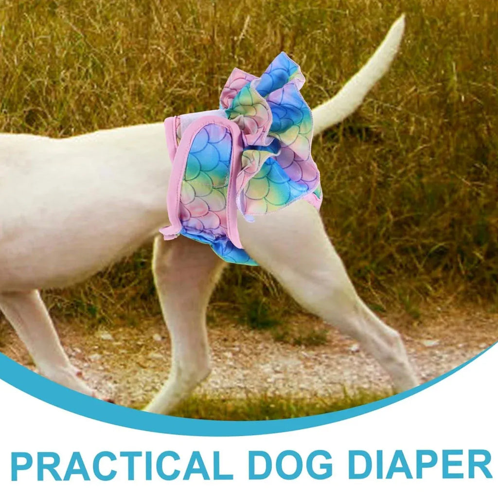 Pet Dog Diapers Female Pants Soft Breathable Underwear Reusable Sanitary Briefs - Denim Print - XL