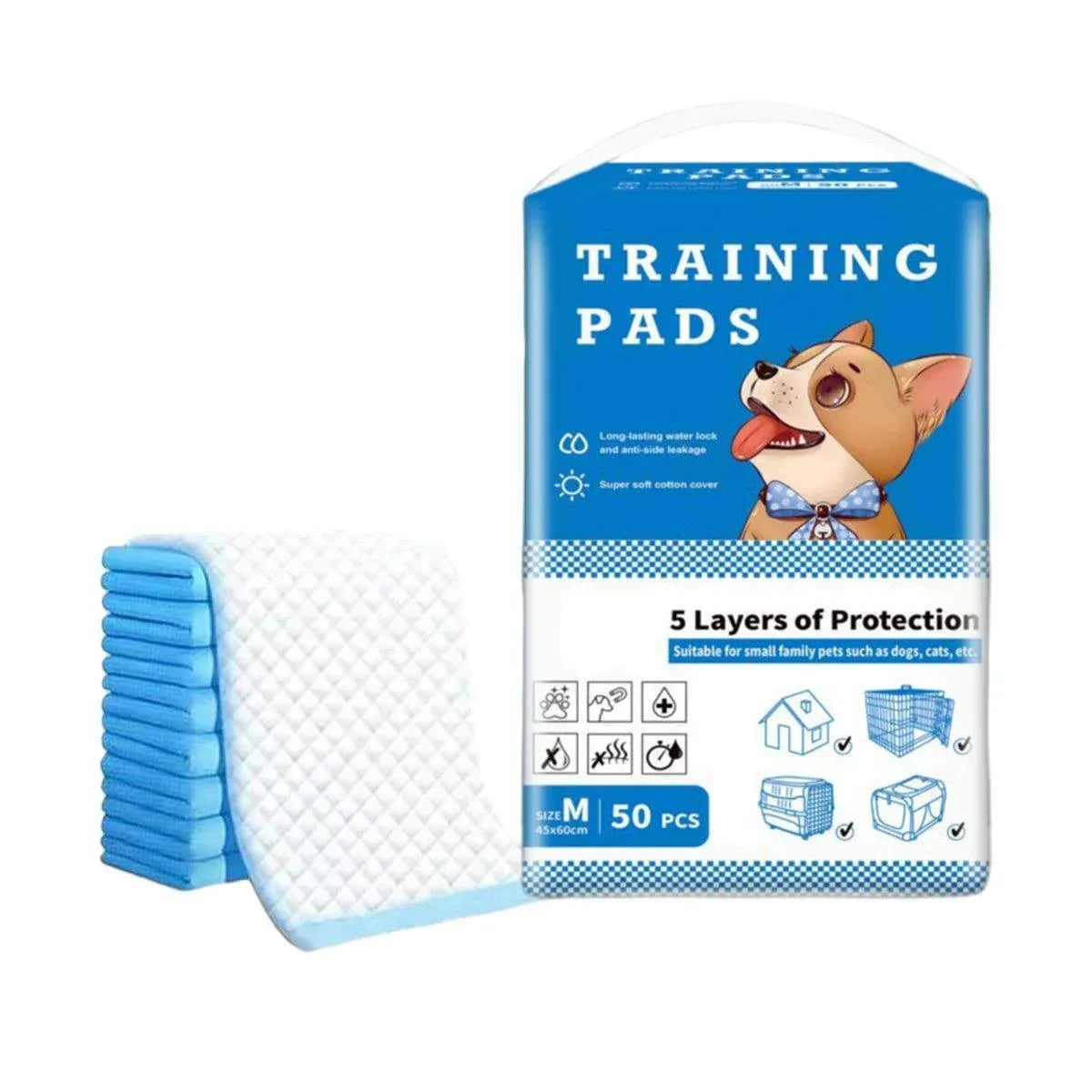 Large Puppy Dog Training Pads Pet Toilet Thickened Pee Pads Mat Indoor Absorbent - M ( 60*45cm) - 50PCS