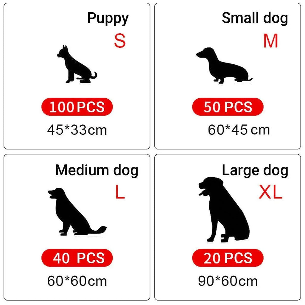 Large Puppy Dog Training Pads Pet Toilet Thickened Pee Pads Mat Indoor Absorbent - M ( 60*45cm) - 50PCS