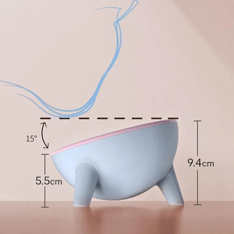 Raised Cat Bowl Pet Feeder Pet Bowl Elevated Dog Bowls 15° Tilted Pet Water Bowl - Moff Green