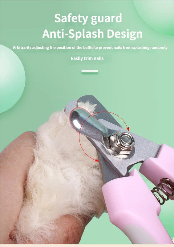 3 PCS Purple Professional Pet Nail Clippers for Dogs and Cats - Sharp Stainless Steel Blades with Safety Guard and Anti-Splash Baffle - Ergonomic Non-Slip Handle for Safe and Easy Grooming