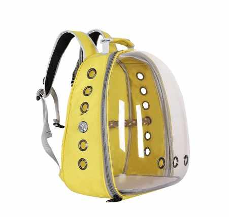 Black Stylish Transparent PVC Pet Carrier Backpack - Large Capacity, Multi-Use for Birds & Cats(Including Wooden Stick)