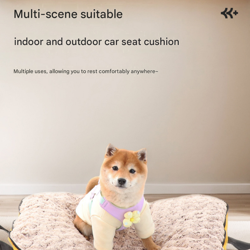 Dark yellow M size Portable Foldable Pet Bed Mat – Waterproof Travel Dog Bed and Cat Cushion with Carry Handles, Removable Washable Cover, Plush Comfort Padding for Indoor and Outdoor Use