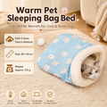 Cat Sleeping Bag - Blue Cotton Plush 40 x 50 cm Cosy Cave Bed with Wraparound Warmth, Soft Pet Nest for Indoor Cats and Small Dogs