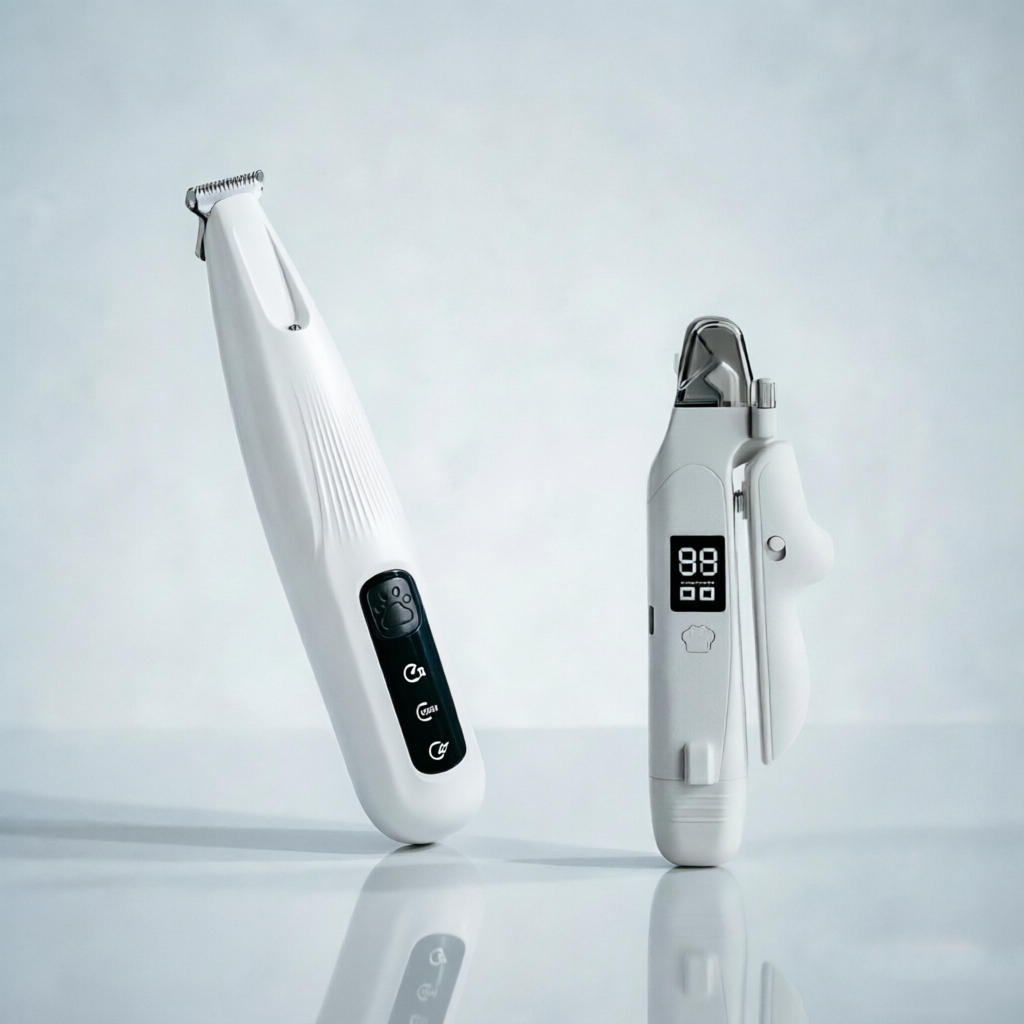 2 in 1 Pet Nail Clipper and Paw Trimmer Set USB Rechargeable Dog Cat Grooming Kit with LED Display Low Noise Nail Grinder and Foot Hair Clipper