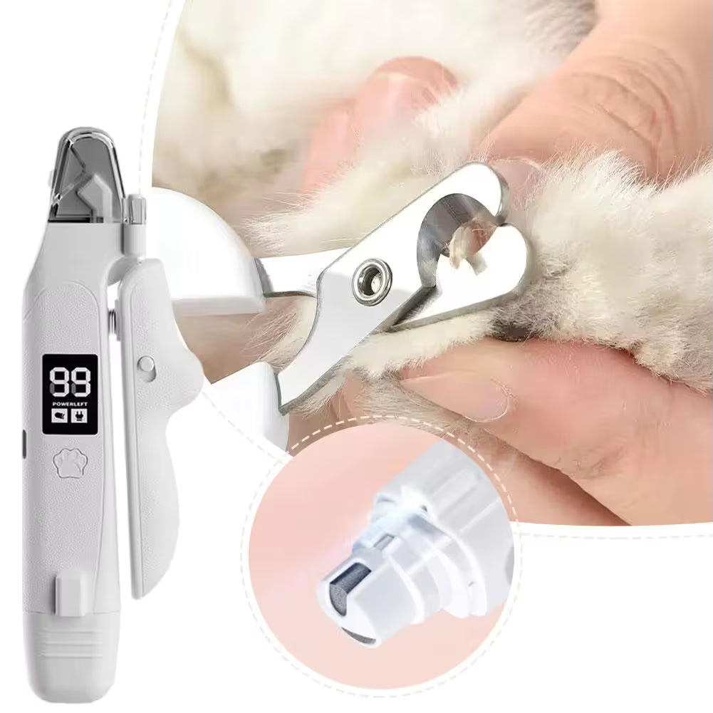 2 in 1 Pet Nail Clipper and Paw Trimmer Set USB Rechargeable Dog Cat Grooming Kit with LED Display Low Noise Nail Grinder and Foot Hair Clipper