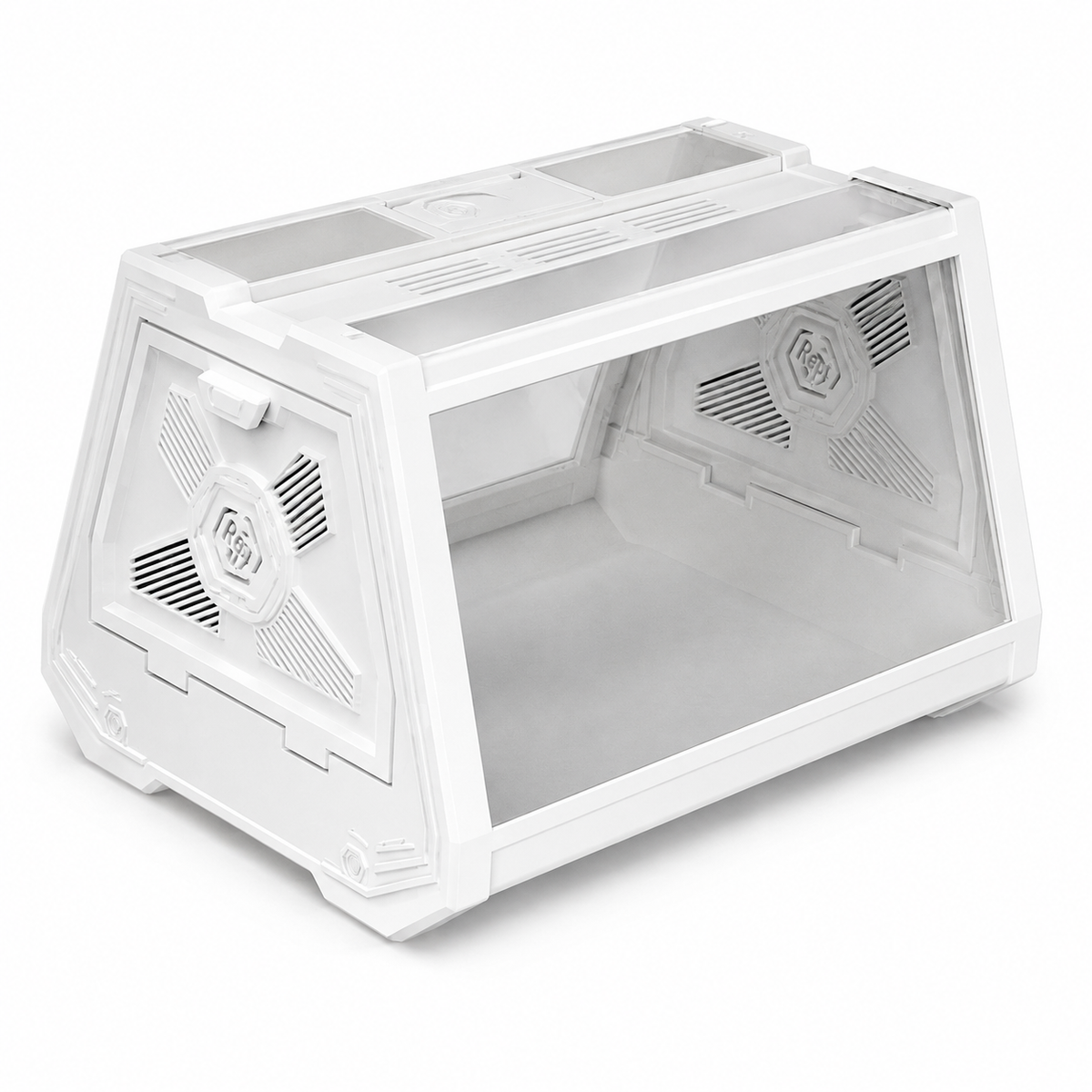 White Desktop Reptile Terrarium Enclosure 27x19x19cm with Double Door Opening and Ventilation for Small Reptiles, Amphibians and Plants