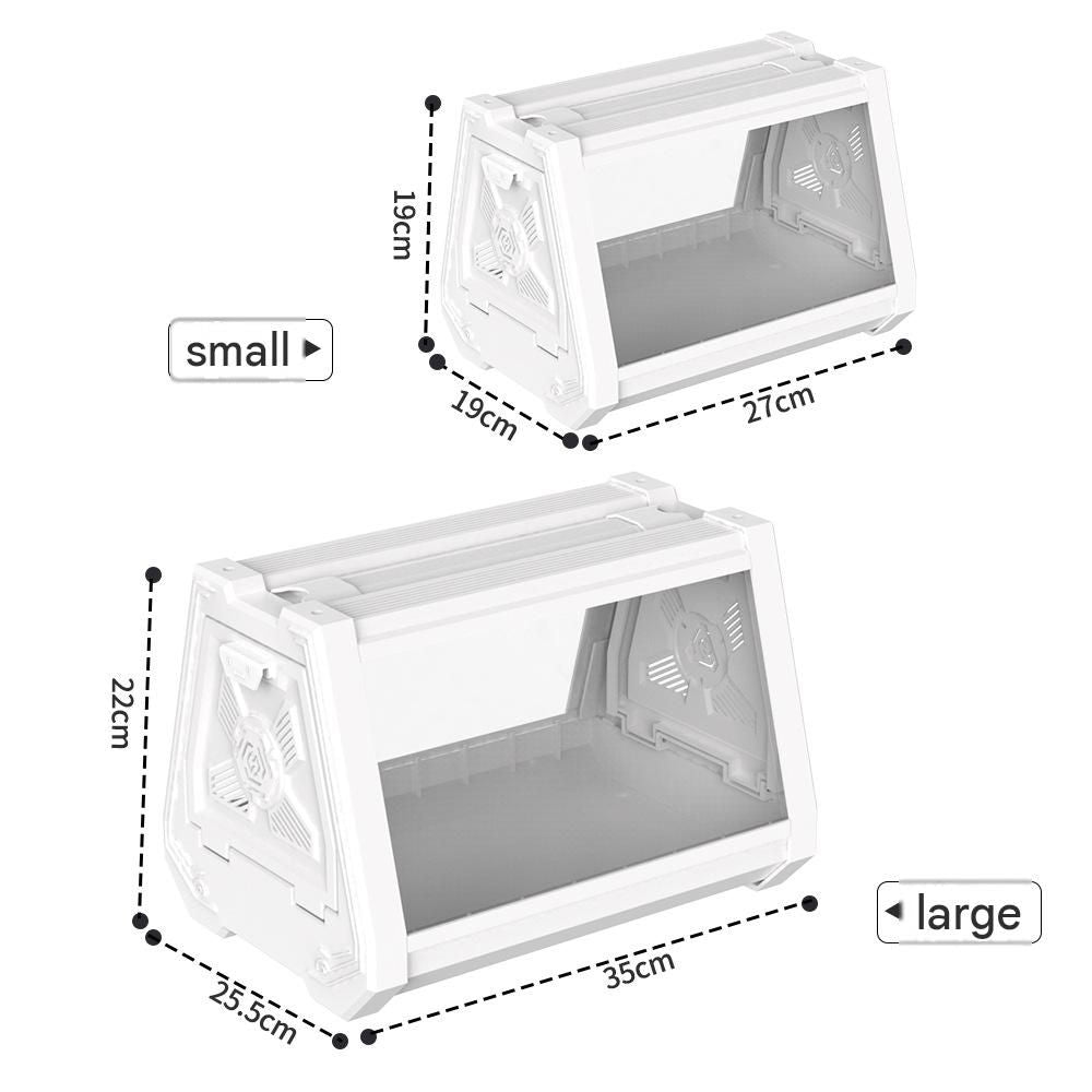 White Desktop Reptile Terrarium Enclosure 35X25.5X22cm with Double Door Opening and Ventilation for Small Reptiles, Amphibians and Plants