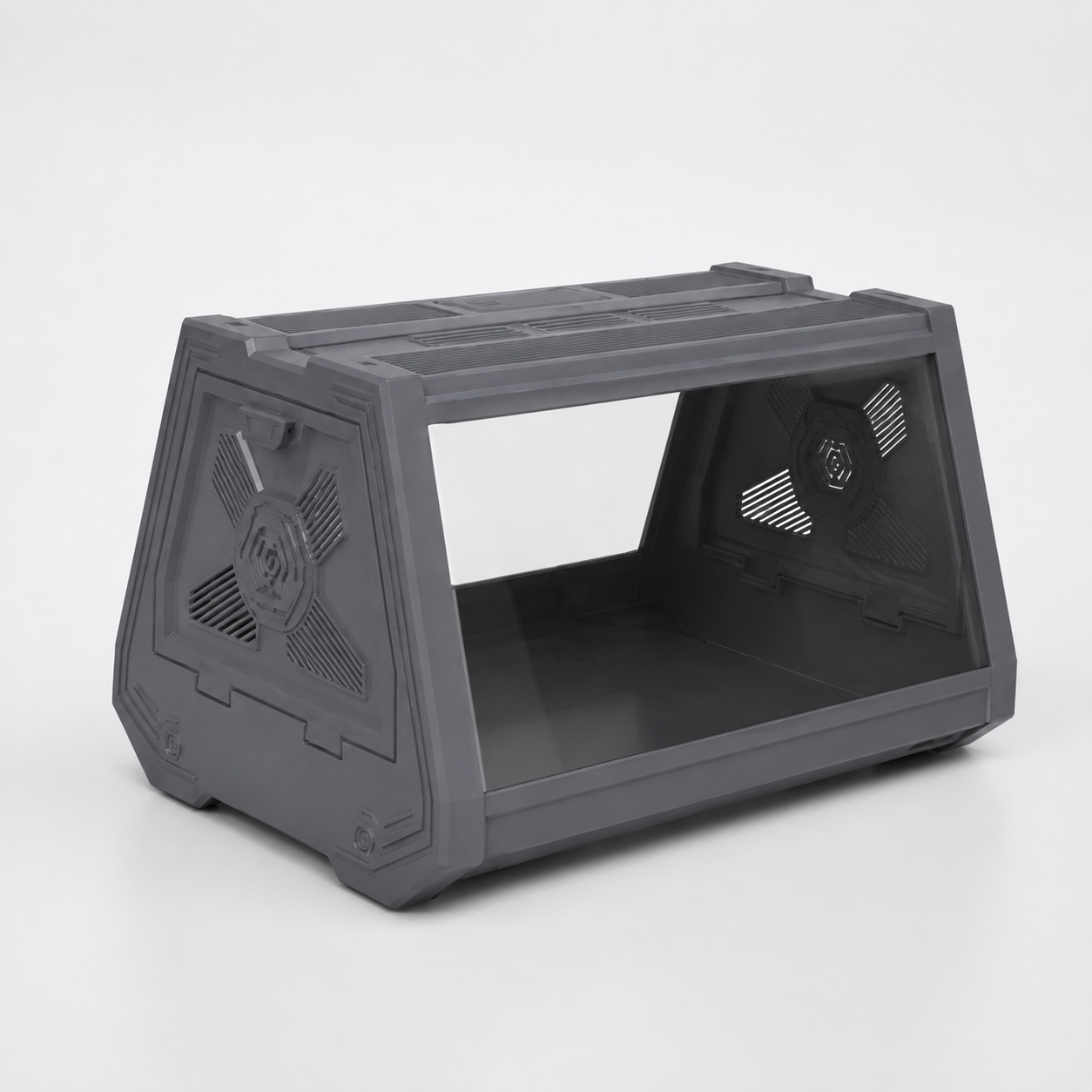 Grey Desktop Reptile Terrarium Enclosure 35X25.5X22cm with Double Door Opening and Ventilation for Small Reptiles, Amphibians and Plants
