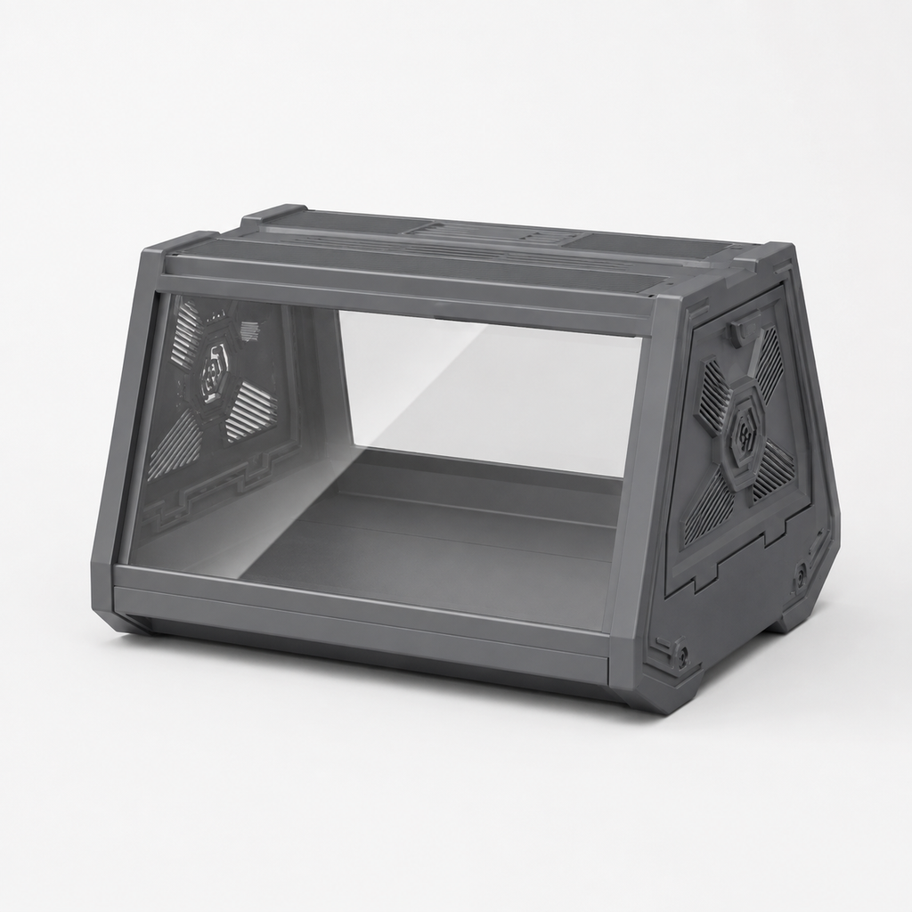 Grey Desktop Reptile Terrarium Enclosure 35X25.5X22cm with Double Door Opening and Ventilation for Small Reptiles, Amphibians and Plants