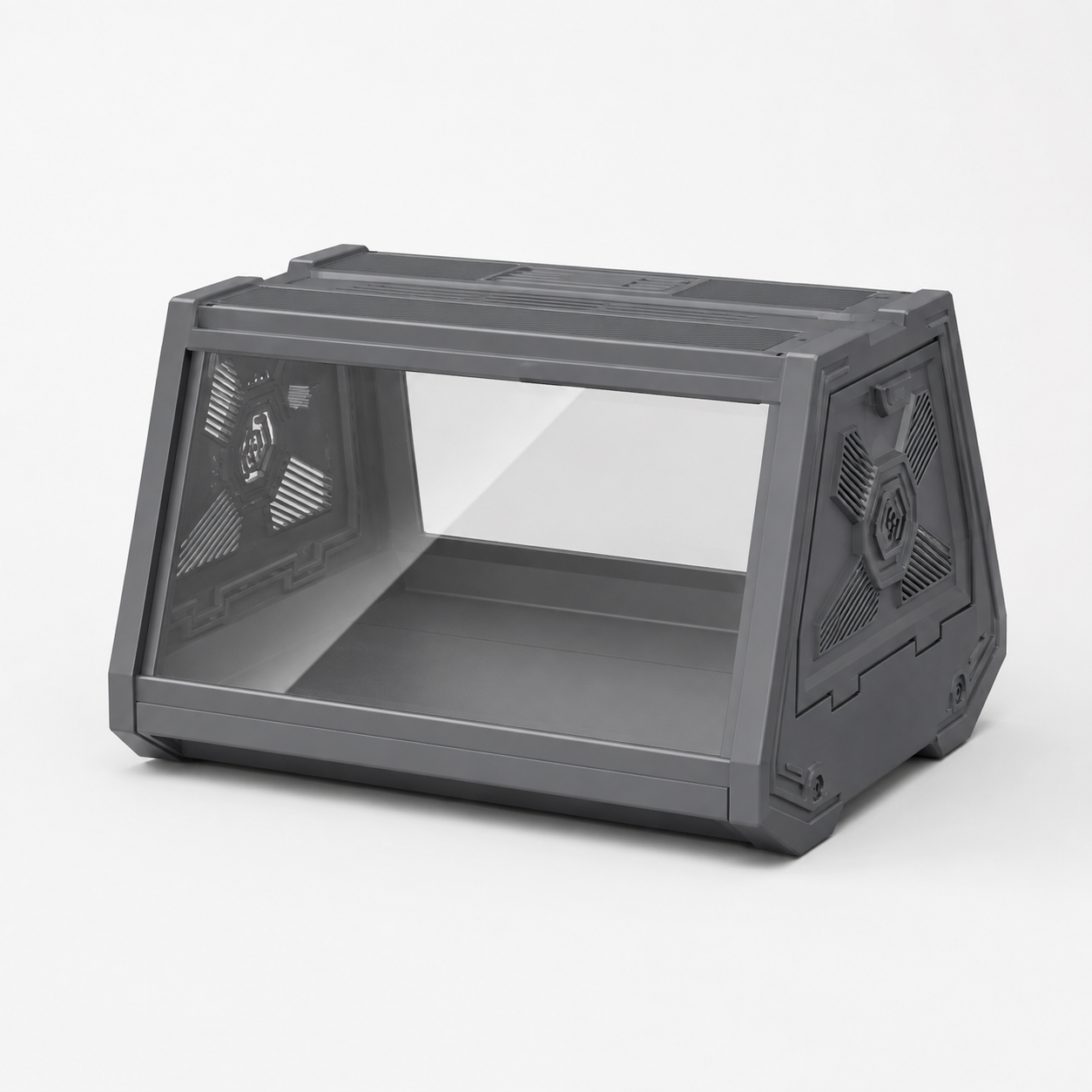 Grey Desktop Reptile Terrarium Enclosure 35X25.5X22cm with Double Door Opening and Ventilation for Small Reptiles, Amphibians and Plants