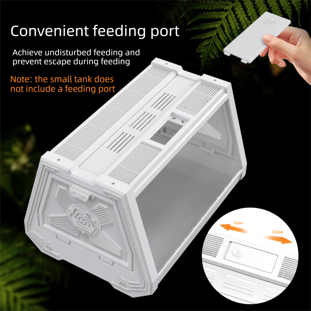 Grey Desktop Reptile Terrarium Enclosure 35X25.5X22cm with Double Door Opening and Ventilation for Small Reptiles, Amphibians and Plants