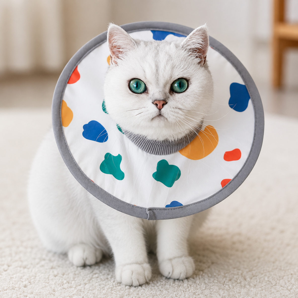 Milk Pattern Soft Waterproof Elizabethan Collar for Cats & Dogs L Size - Adjustable Anti-Licking Recovery Cone After Surgery