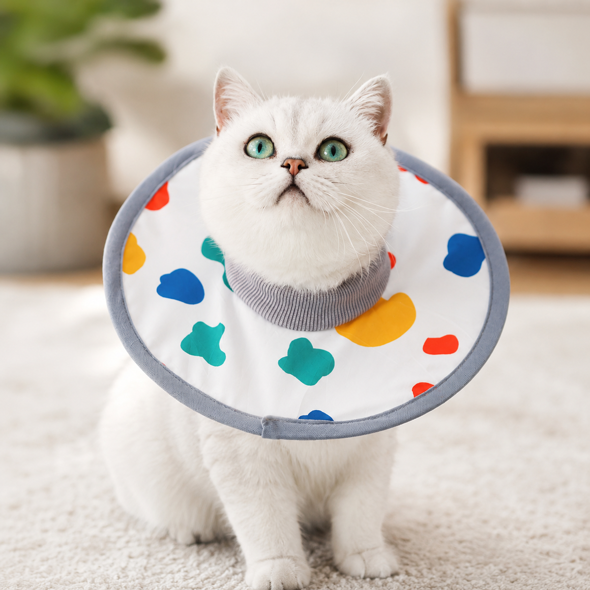 Milk Pattern Soft Waterproof Elizabethan Collar for Cats & Dogs L Size - Adjustable Anti-Licking Recovery Cone After Surgery