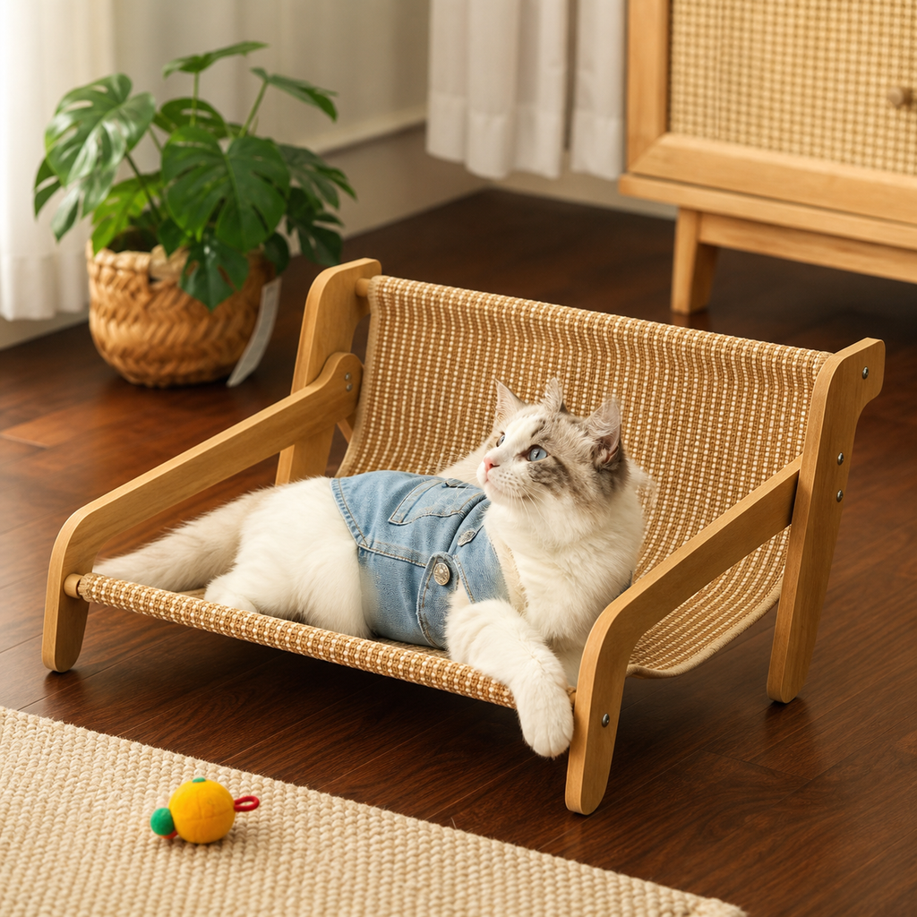 Replacement Mat for Cooling Rattan Woven Lounge - Breathable Large Elevated Cat Scratcher Sofa Bed and Durable Scratch Board for Indoor Cats and Furniture Protection