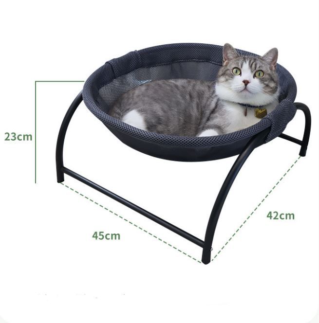 Pink Elevated Cat Hammock Bed - 45 x 42 x 23 cm Reinforced Iron Frame and Easily Removable Breathable Elastic Mesh, Stable Raised Cooling Lounger for Cats and Small Dogs All Season Use