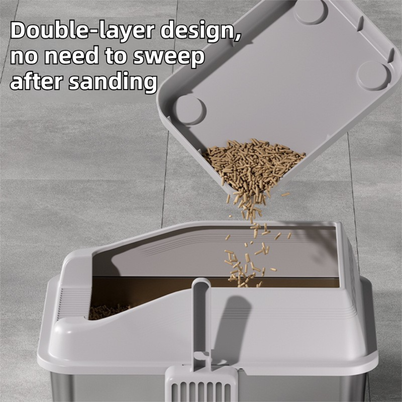 Light Grey Cat Litter Trapper Step Pedal Mat - DetachableDual Layer Litter Catcher Ramp, Style 1