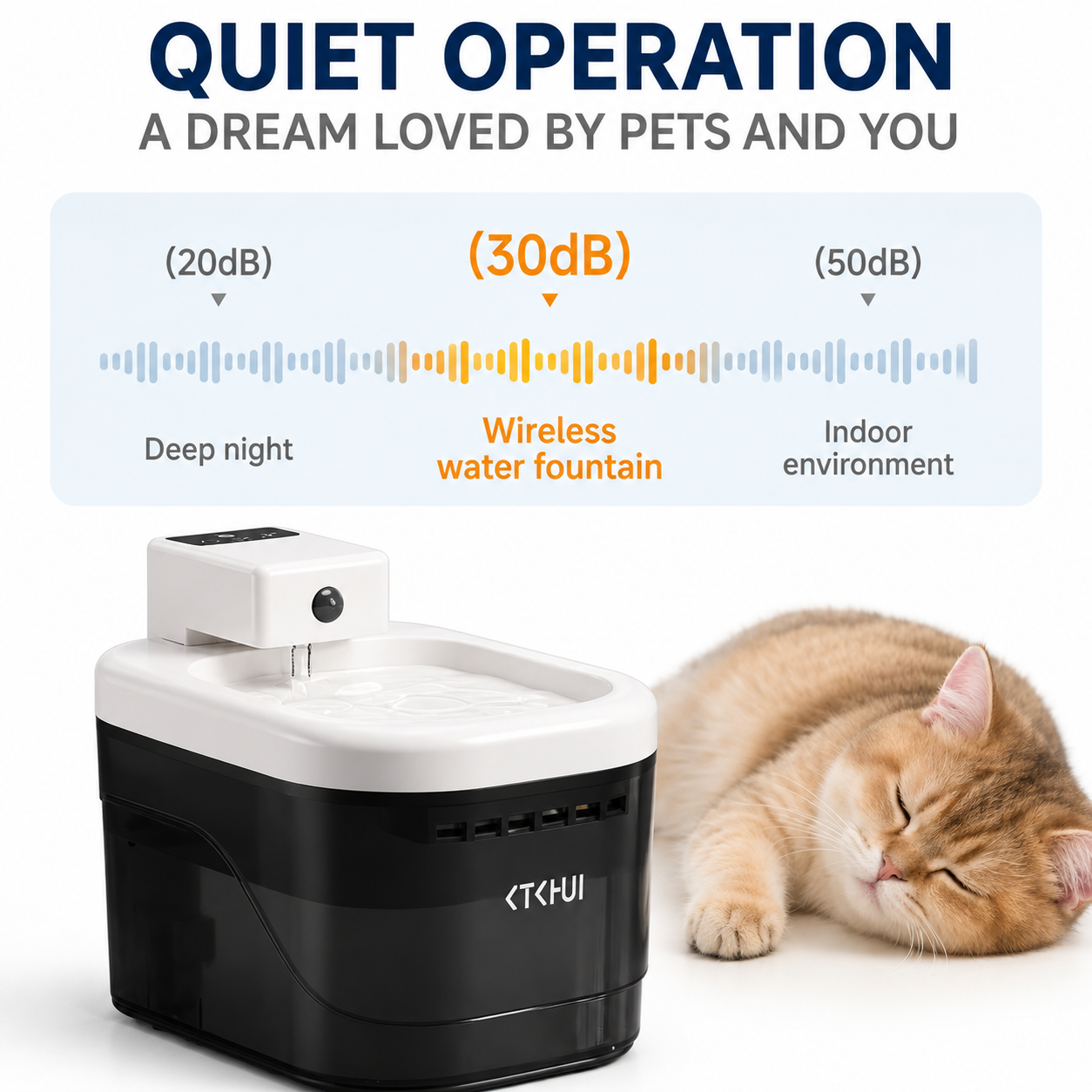 Pure Black and White Smart Motion Sensor Wireless Pet Water Fountain - 2L Cordless Quiet Automatic Water Dispenser with Quadruple Filtration for Cats and Dogs