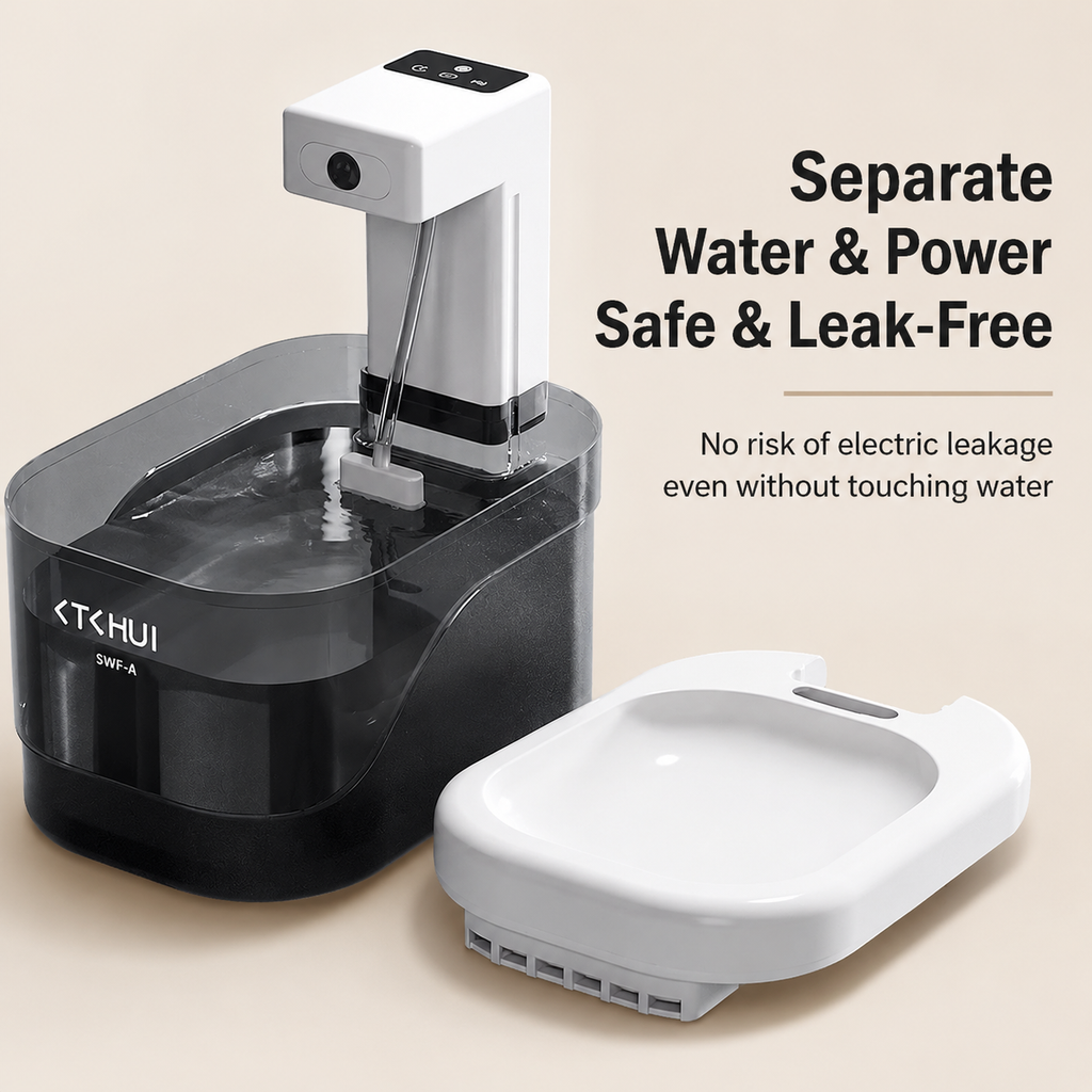 Pure White Smart Motion Sensor Wireless Pet Water Fountain - 2L Cordless Quiet Automatic Water Dispenser with Quadruple Filtration for Cats and Dogs