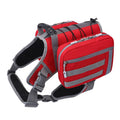 2-in-1 Red Dog Saddlebag Harness Backpack - Large Dog Adjustable Hiking Pack with Detachable Dual Side Pouches, Breathable Lining, Top Handle and Padded Neck Support