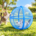 Blue 360° Panoramic Rolling Cat Playpen - 70cm Foldable Spherical Cat Safe Exercise Enclosure, One-Click Setup & Easy Storage for Indoor Outdoor Play and Training