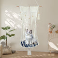 Boho Macrame Hanging Cat Hammock with Butterfly Bells & Tassels - 109cm Large Handmade Cotton Rope Cat Round Swing Bed, Indoor Outdoor Pet Lounge Chair