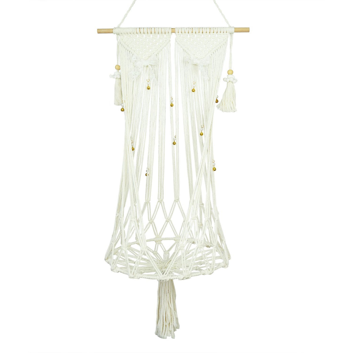 Boho Macrame Hanging Cat Hammock with Butterfly Bells & Tassels - 109cm Large Handmade Cotton Rope Cat Round Swing Bed, Indoor Outdoor Pet Lounge Chair
