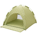Green 48x42x40cm Summer Pet Cooling Tent Bed - Semi Enclosed Cat Dog House with Waterproof Oxford Fabric, Breathable Mesh, Fiberglass Frame, Non Slip Base