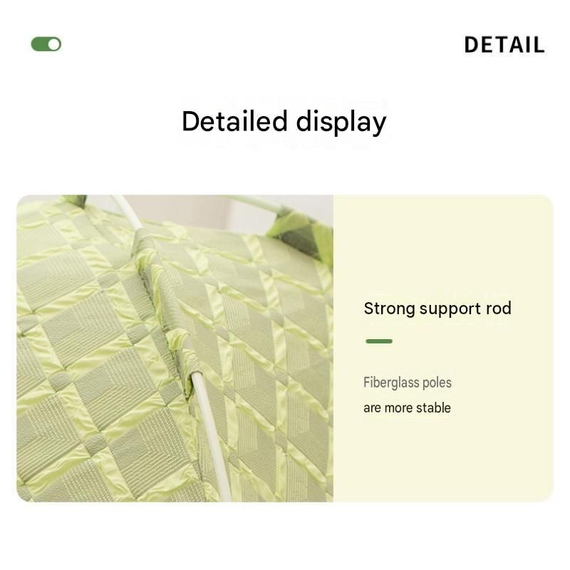 Green 48x42x40cm Summer Pet Cooling Tent Bed - Semi Enclosed Cat Dog House with Waterproof Oxford Fabric, Breathable Mesh, Fiberglass Frame, Non Slip Base