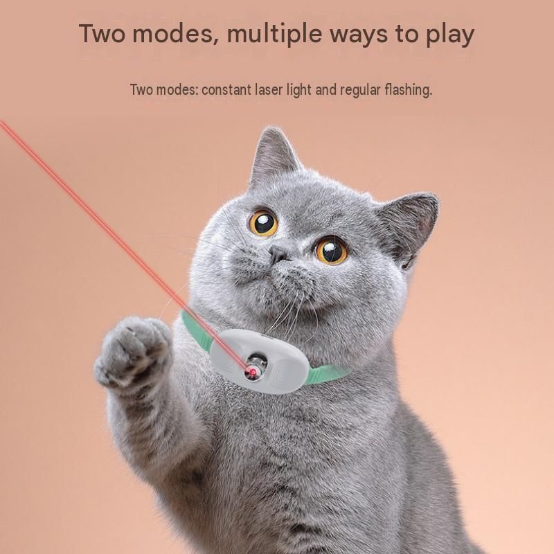 Pink Self-Teasing Laser Cat Collar - USB Rechargeable Pet Toy - Adjustable Silicone Strap, Dual Light Modes, Hands-Free Entertainment for Cats