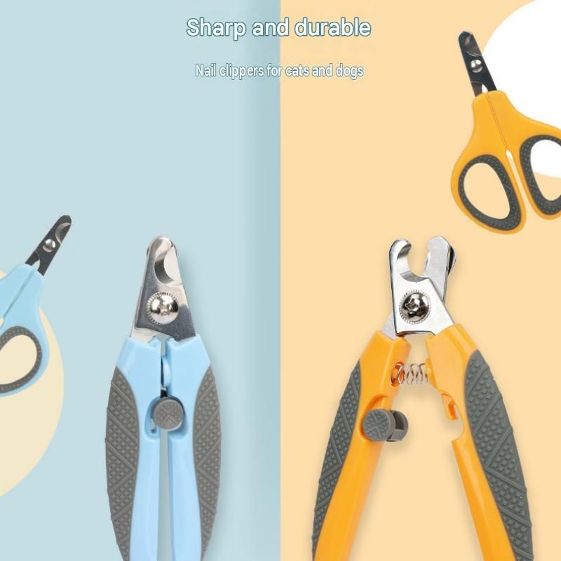 Pet Nail Clippers for Cats and Dogs - Stainless Steel Blade with Safety Guard, Non-Slip ABS TPR Handle, Auto-Return Spring Design for Easy Home Grooming