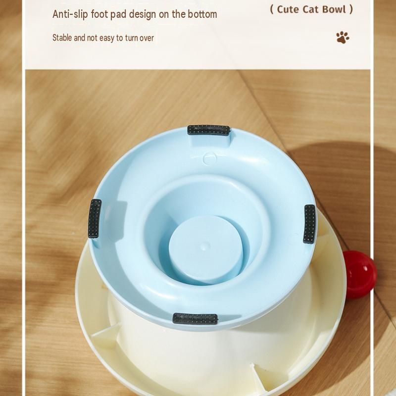 Pink and Blue Elevated Pet Food Bowl - Stainless Steel Insert, Non-Slip Base, Wide Mouth Design, Ergonomic Neck Protection for Cats and Small Dogs